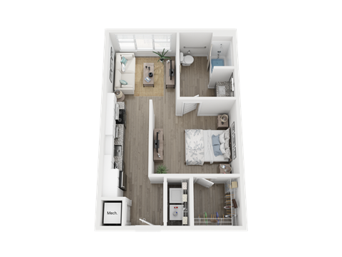 Studio apartment with 1 bath A1 Floor Plan AA1A Floor Plan at Link Apartments® 4th Street, Winston-Salem, 27101